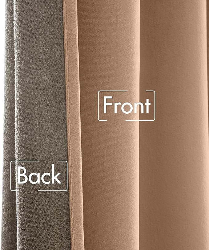 MIULEE Blush Beige Velvet Curtains 84 inches - Luxury Blackout Curtains for Bedroom Living Room Thermal Insulated Super Soft Window Drapes Rod Pocket & Back Tab, W52 x L84 inches, 2 Panels