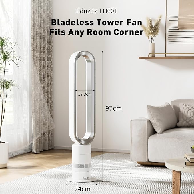 Xcity H601 Bladeless Tower Fan, 10 Cooling Speeds, Remote Control, Ultra-Quiet - Image 2