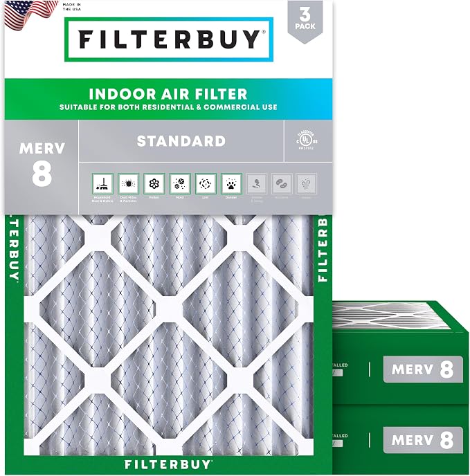 Filterbuy 14x20x4 Air Filter MERV 8 Essential Dust & Allergy Defense, by Filterbuy