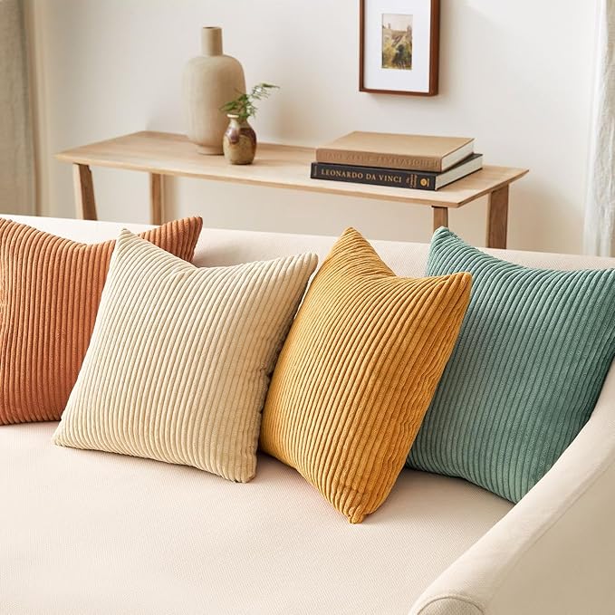 Topfinel Decorative Throw Pillow Covers Cushion Cases, Set of 4 Soft Velvet Modern Double-Sided Designs, Mix and Match for Home Decor, Pillow Inserts Not Included (22x22 inch, Orange/Teal)