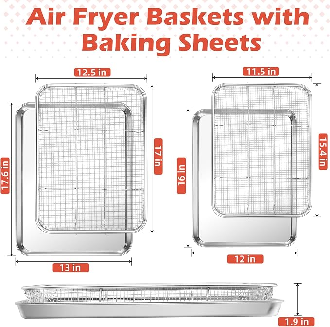 TeamFar Air Fryer Basket for Oven, 17.6”x13”& 16”x12” Air Fryer Accessories | - Image 2