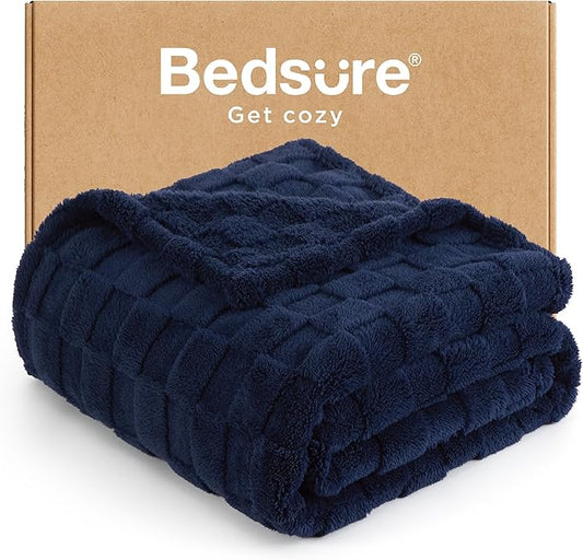Bedsure GentleSoft Navy Throw Blanket for Couch - Super Soft Cozy Blankets Gifts for Kids Girls, Cute Small Fleece Throws for Bedroom Home Decor, 50x70 Inches