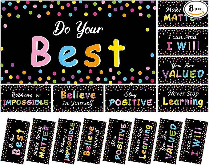 8Pcs Inspirational Fluorescent Light Covers by Wiooffen