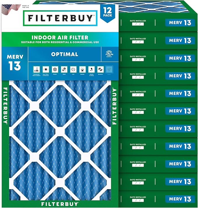 Filterbuy 14x30x2 Air Filter MERV 13 Optimal Smoke & Allergy Defense, by Filterbuy