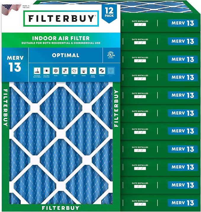 Filterbuy 14x30x2 Air Filter MERV 13 Optimal Smoke & Allergy Defense, by Filterbuy
