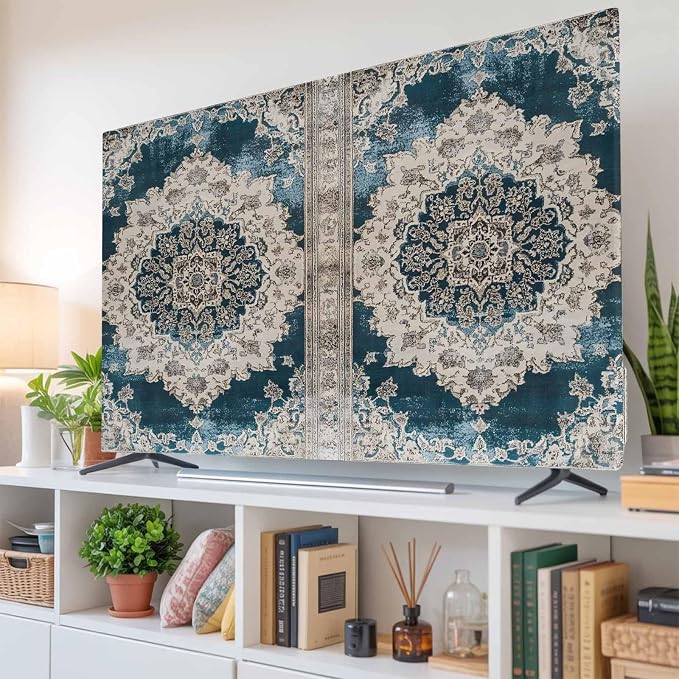 Retro Medieval Ethnic Pattern Indoor TV Cover, Elastic TV Screen Protector by Unknown