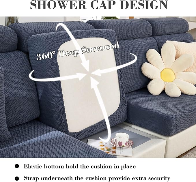 Sofa Covers Couch Covers for Sofa Pet Friendly Couch Cushion Covers Universal Sofa Covers Washable Stretch Slipcovers for Sectional Sofa (Texture Metal Gray,Large Single Seat Cover)