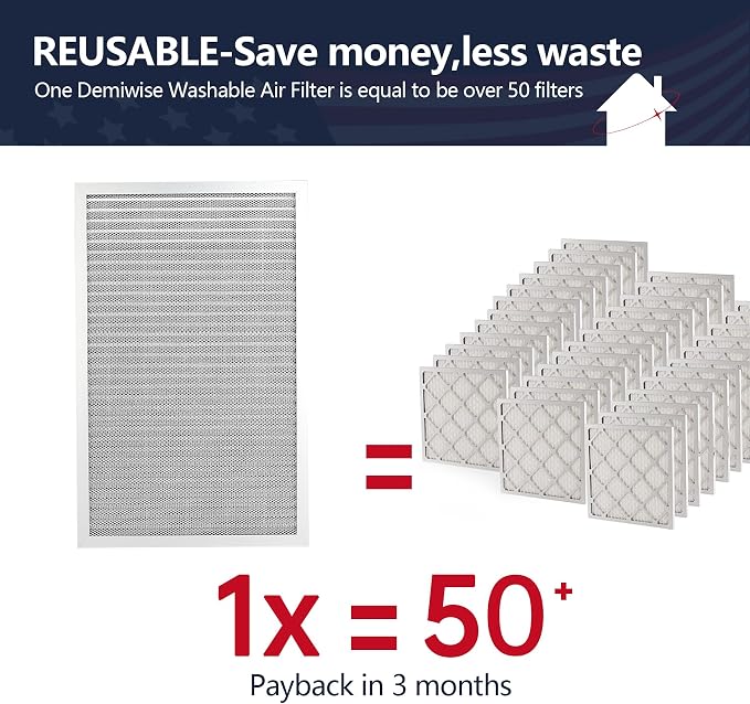 14x25x1 Electrostatic Air Filter, 8 Stage Washable Aluminum AC/HVAC Furnace - Image 2
