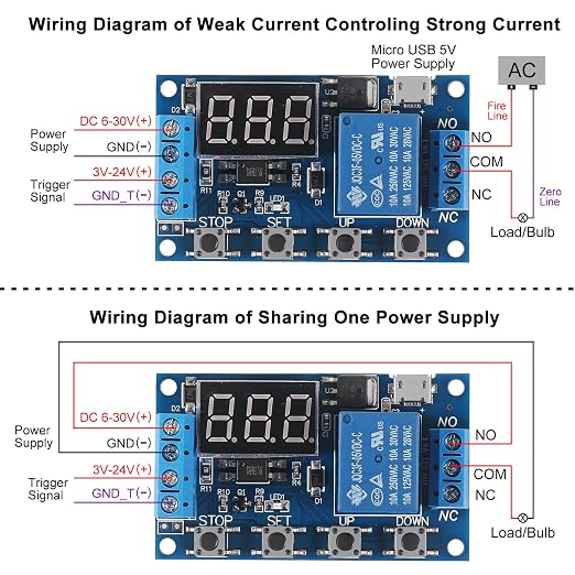 2pcs DC 6-30V Timer Relay Programmable Time Delay Relay Module Cycle Timer - Image 5