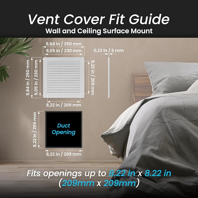 Repa Market 10 x 10 Inch White Square Air Vent Cover - Image 2