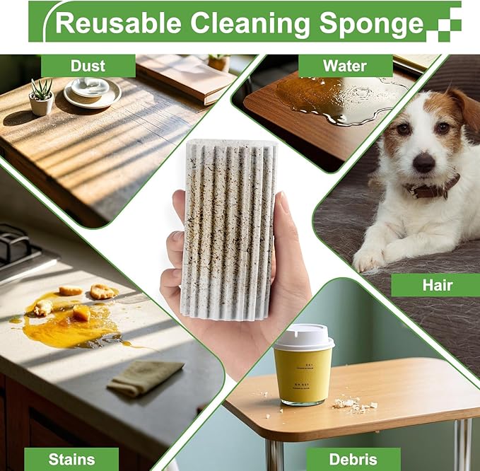 Jeymei 4-Pack Damp Clean Duster Sponge, Duster Baseboard Cleaner Sponge - Image 4