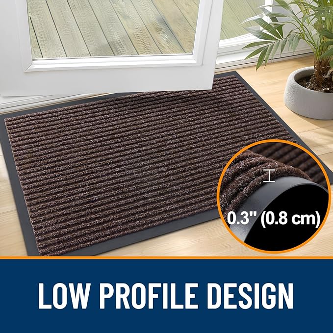 OLANLY Front Door Mat Indoor Outdoor Entrance, 2-Pack 71 x 47 Inch, Waterproof Heavy Duty Doormat, Fade Resistant, Low Profile, Easy Clean Patio Porch Welcome Floor Mats for Entry, Tan