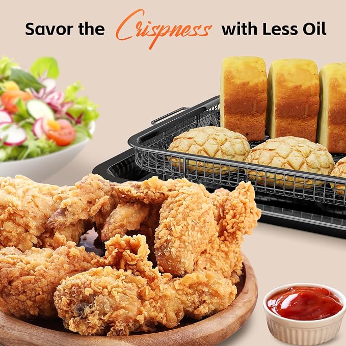 Air Fryer Basket, 2 Set Oven Air Fryer Basket and Tray - Image 8