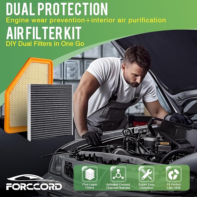 Cabin & Engine Air Filter Fit for Chevy Volt L4 1.5L 2016-2019 Activated Carbon - Image 2