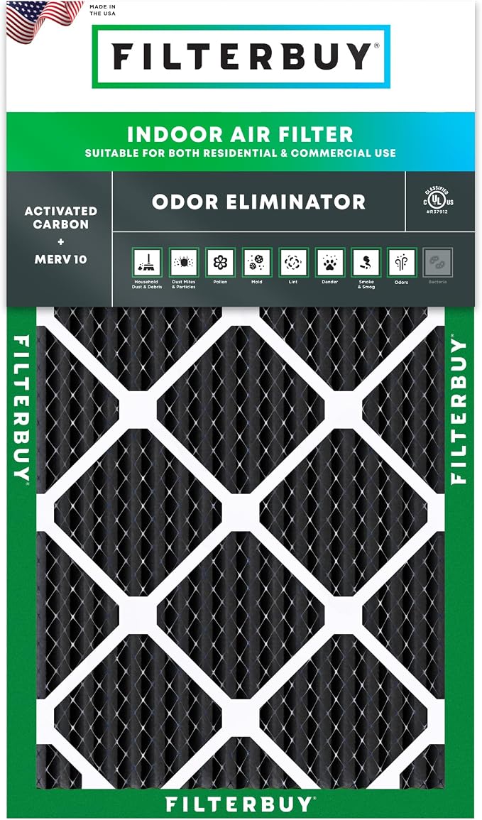 Filterbuy 12x20x1 Air Filter MERV 10 Odor & Allergy Defense by Filterbuy