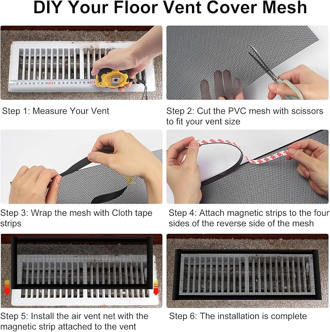 3Pack 400x300mm DIY Floor Vent Covers, PVC Magnetic Vent Covers Air Vent Screen - Image 2