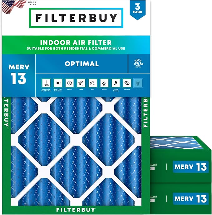 Filterbuy 20x24x4 Air Filter MERV 13 Optimal Smoke & Allergy Defense, by Filterbuy