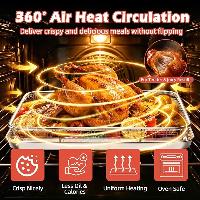 TeamFar Air Fryer Basket for Oven, 17.6”x13”& 16”x12” Air Fryer Accessories | - Image 4