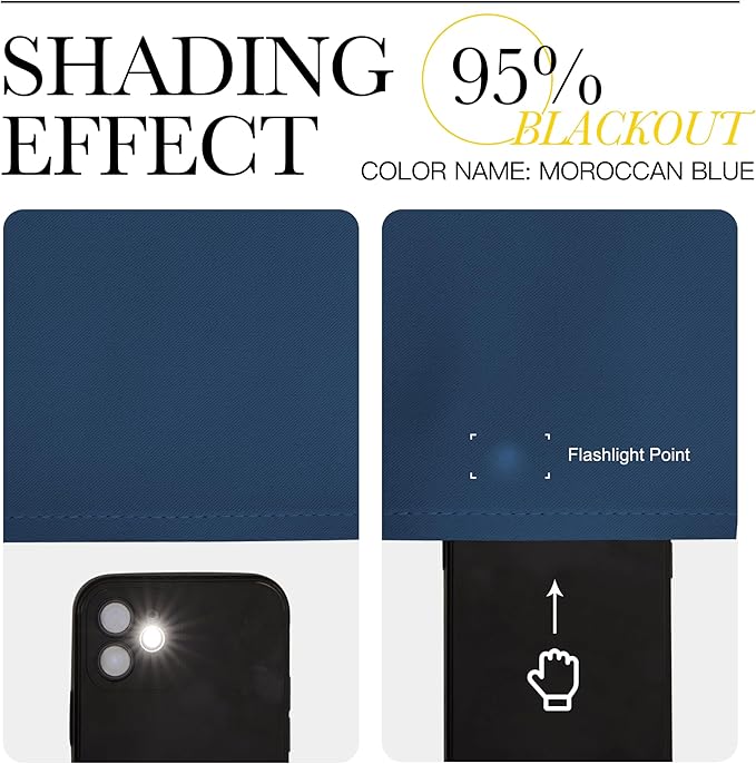 NICETOWN Blackout 78 inch Curtains for Doorway 2 Panels Set, Grommet Thermal Window Treatments Room Darkening Door Curtains for Bedroom/Home Family, Moroccan Blue, W52 x L78