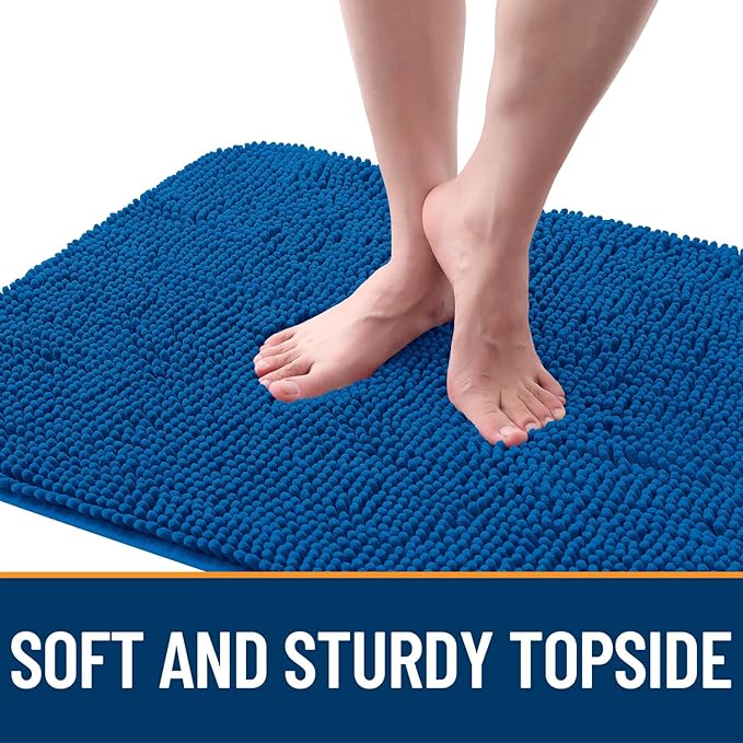 OLANLY Dog Door Mat for Muddy Paws 59x24, Absorbs Moisture and Dirt, Absorbent Non-Slip Washable Doormat, Quick Dry Chenille Mud Mat, Entry Indoor Entryway Carpet for Inside Floor, Deep Navy Blue