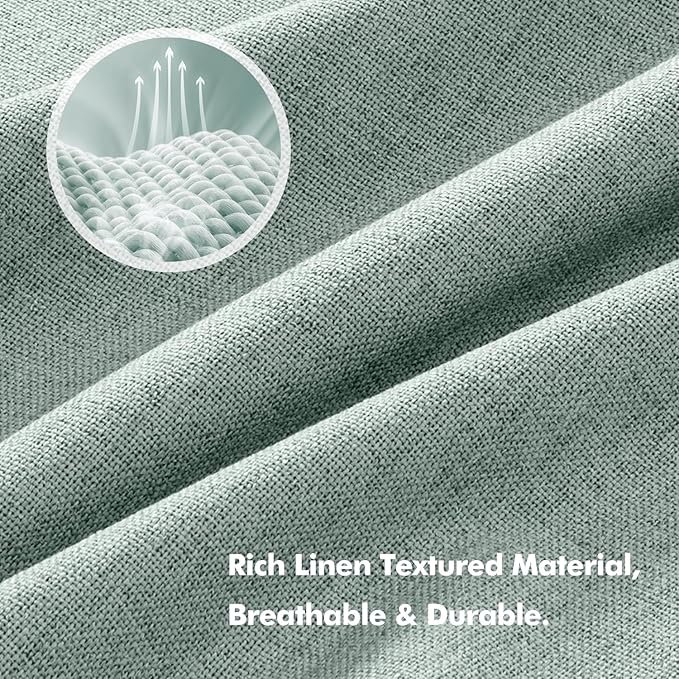 MIULEE 100% Blackout Linen Curtains for Bedroom, Seafoam Green Solid Luxury Decor Thermal Insulation Room Darkening Drapes for Living Room Nursery Back Tab Rod Pocket 42 x 84 Inches, 2 Panels