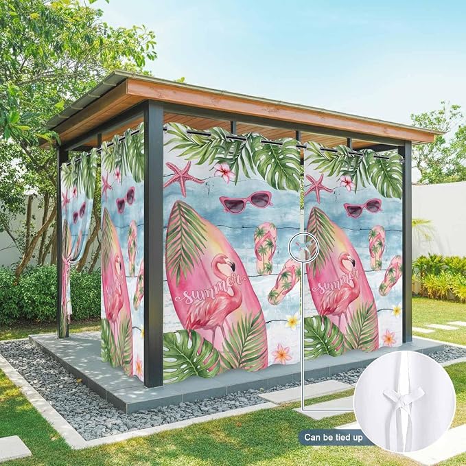 Summer Flamingbirds Outdoor Curtains - Image 7