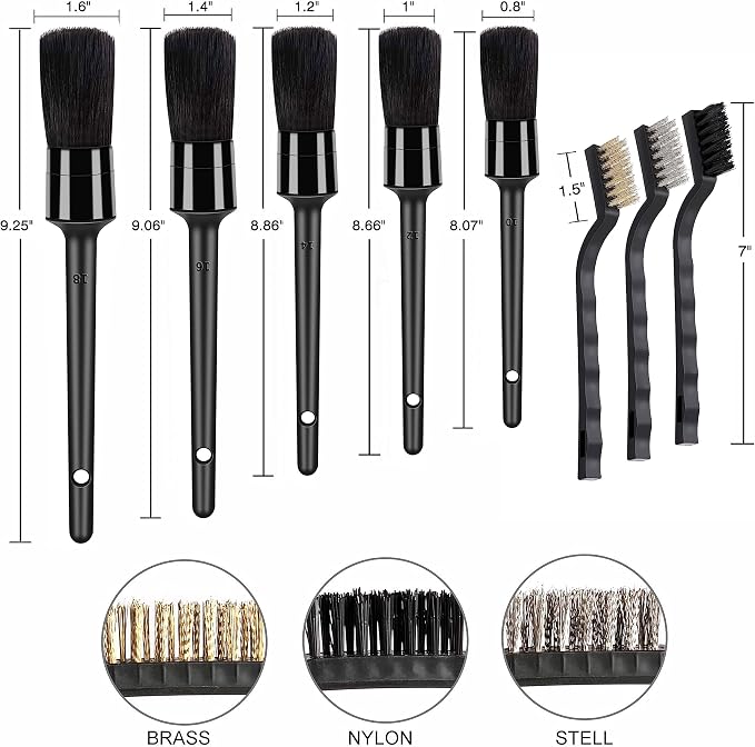 HMPLL 10pcs Detailing Brush Set, Including 5 car Cleaning Brush, 3 Wire Brush - Image 4