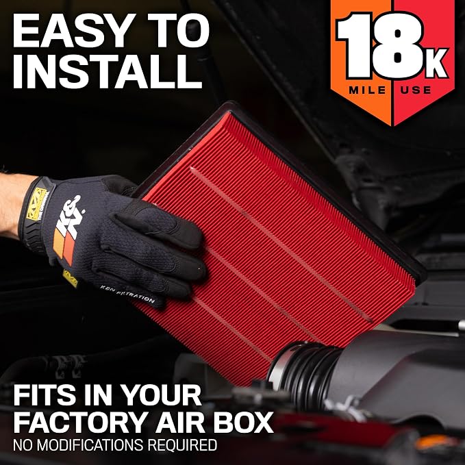 K&N Engine Air Filter:Long Life 18, 000 Mile Replacement AirFilter:Compatible - Image 4
