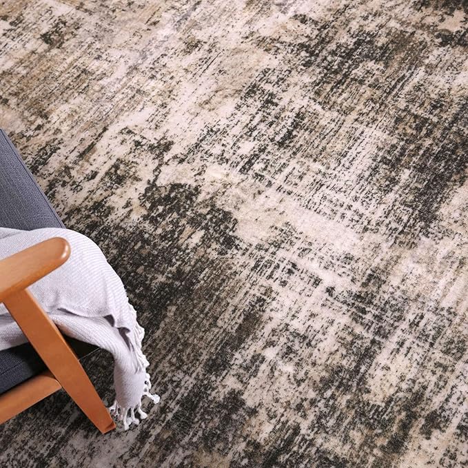 IOHOUZE Abstract Runner Rug 3x10 Ft Washable Runners for Hallways, Non Slip Kitchen Runner Printed Faux Wool Entryway Runner Indoor, Modern Abstract Floor Carpet for Hall Bedroom, Brown/Rust