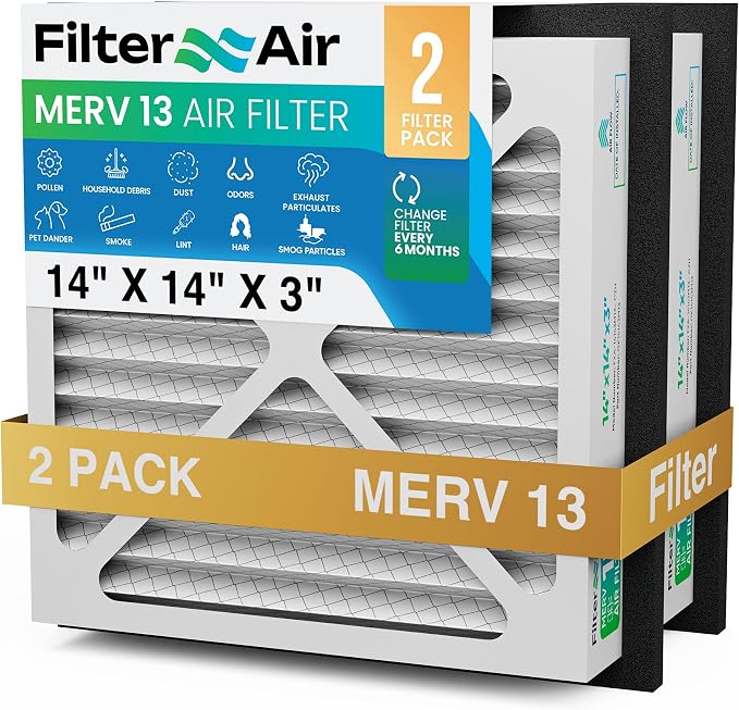 Filter X Air - 14x14x3 MERV 13 Pleated Air Filter, AC Furnace Air Filters by FilterXAir