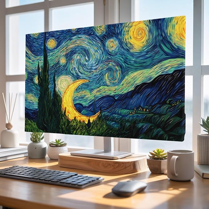 Starry Sky Moon Stars Forest Indoor TV Cover, Elastic TV Screen Protector Oil - Image 5