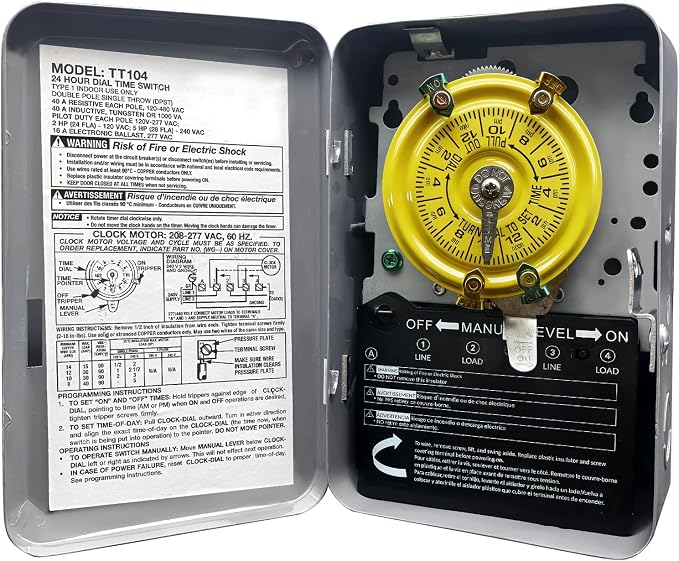 T104 Electromechanical Timer Switch Versatile Scheduling Manual Override by Unknown