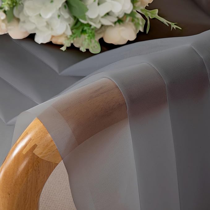 Aiyufeng Sheer Voile Window Treatment Rod Pocket Curtain Panels for Kitchen Bedroom Living Room Drapes Sunlight Filtering Privacy Semi Home Decor Assorted (Grey, 42 W x 90 L)