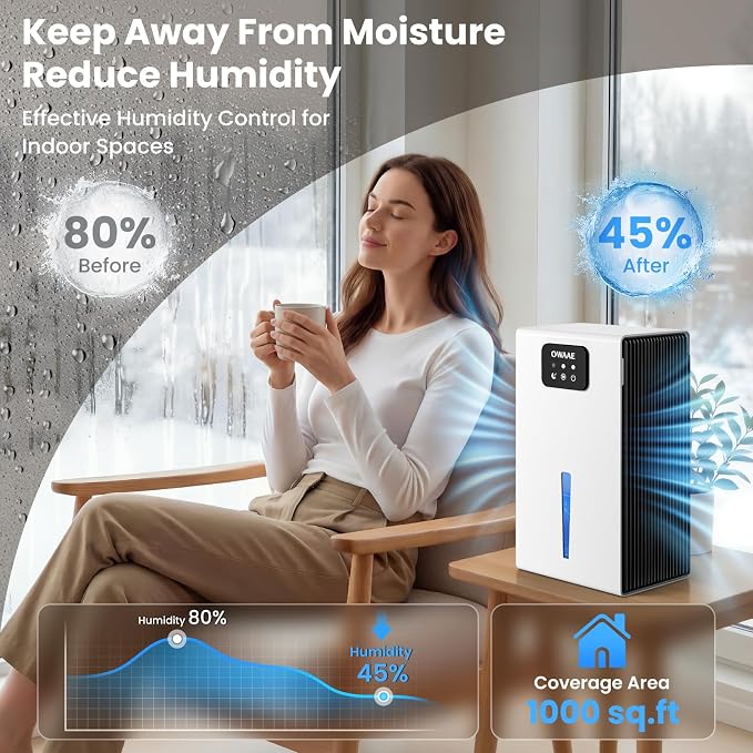 Dehumidifier, 1000 sq.ft Quiet Dehumidifiers - Image 2