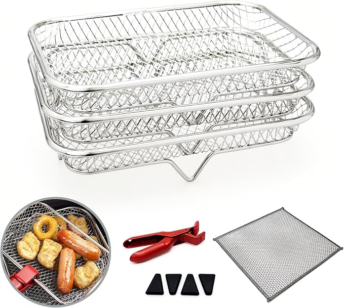 7.68inch Rectangle Air Fryer Rack, Stainless Steel, Deep Dehydrator Racks by Unknown