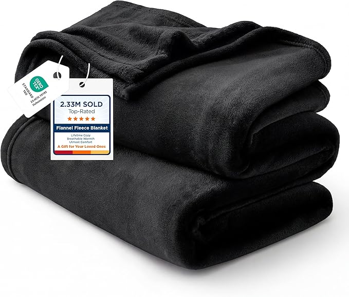 Bedsure GentleSoft Twin XL Fleece Blanket Dorm Bedding - Lightweight Soft Cozy Blankets for Bed, Sofa, Couch, Travel, Camping, Black, 66"x90"