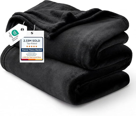 Bedsure GentleSoft Twin XL Fleece Blanket Dorm Bedding - Lightweight Soft Cozy Blankets for Bed, Sofa, Couch, Travel, Camping, Black, 66"x90"
