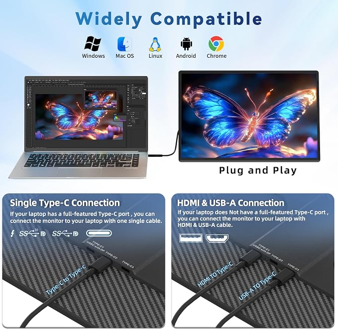 Portable Monitor 16" 1200P FHD Laptop Screen Extender, Horizontal Vertical - Image 5