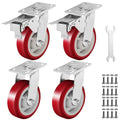 6 Inch Heavy Duty Casters Set of 4, Lockable Plate Caster Wheels by Castrek
