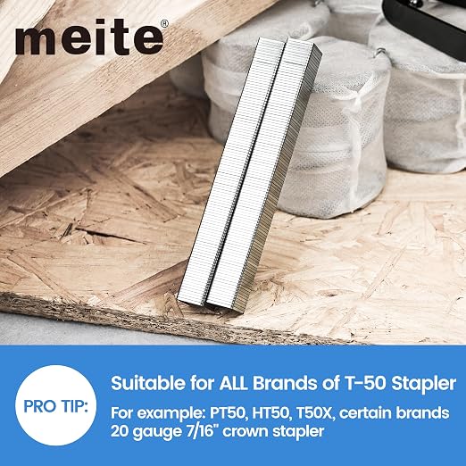 meite T-50 Staple Gun Staples, 9/16 Inch Heavy Duty Staples, Galvanized 20 - Image 4