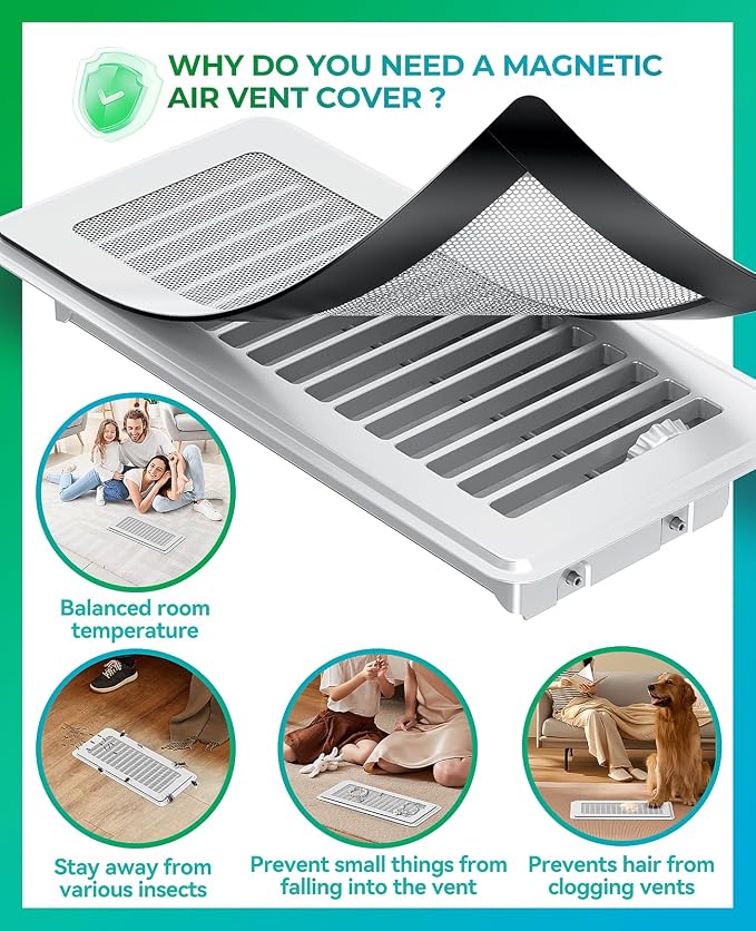 Magnetic Vent Screen Mesh Covers, Floor Vent Covers 3 Pack, - Image 5