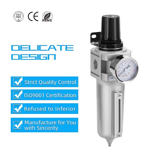 NANPU Industrial Grade Heavy Duty Particulate Filter & Air Regulator, Metal Bowl - Image 6