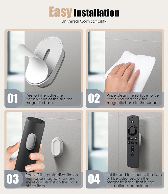 5 Pack Magnetic Remote Control Holder Wall Mount, Upgraded No Drill - Image 5