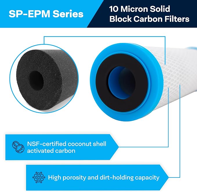 SpiroPure 10 Micron Carbon Water Filter EPM-10 155634-43 CB-25-1010 12 Pack - Image 2