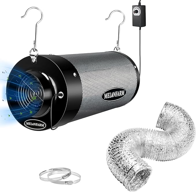 Air Filtration Kit 6", Built-in 14cm Fan Low Nois Carbon Filter by MELONFARM