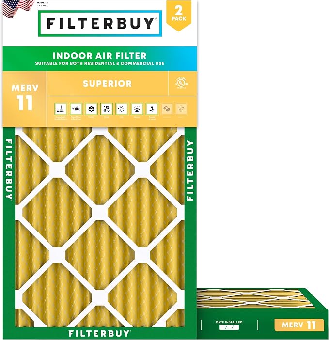 Filterbuy 16x24x2 Air Filter MERV 11 Superior Pet & Allergy Defense, by Filterbuy