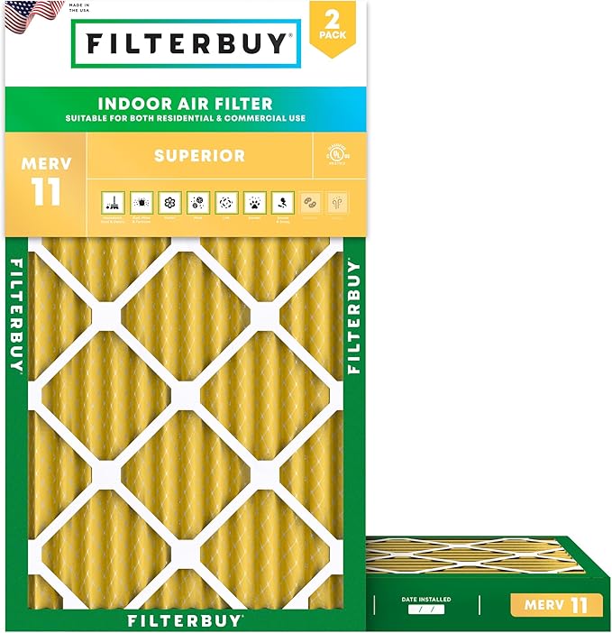 Filterbuy 12x20x2 Air Filter MERV 11 Superior Pet & Allergy Defense, by Filterbuy