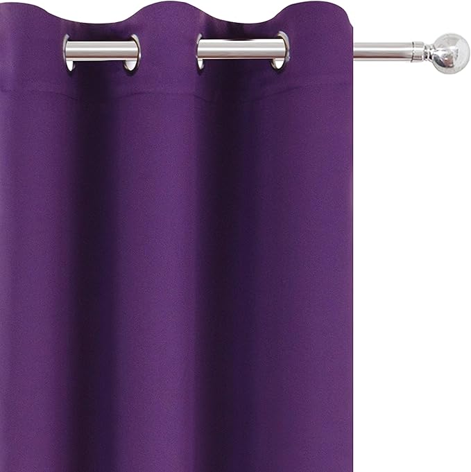 LEMOMO Purple Blackout Curtains 34 x 63 Inch Length/Set of 2 Curtain Panels/Thermal Insulated Room Darkening Blackout Curtains for Bedroom
