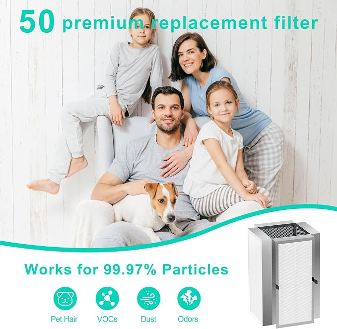 2 Pack 50 Air Filter Replacement Compatible - Image 2