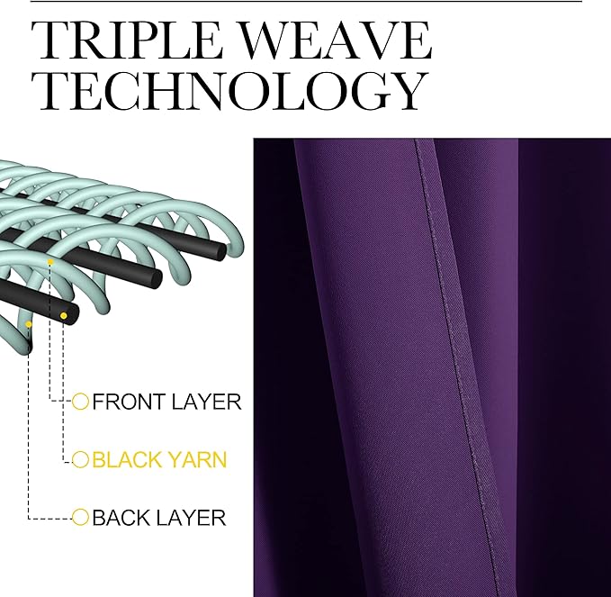 NICETOWN RV Blackout Curtains for Camper Windows, Kitchen Curtains Blackout Drapes & Curtains, Energy Smart Window Treatment Curtain Panels for Bedroom (Royal Purple, 42 in x 36 in (W x L), Set of 2)